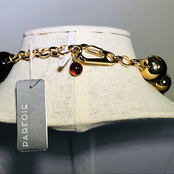 Adjustable 19.5” necklace metal caramel beads NWT - Picture 7 of 8